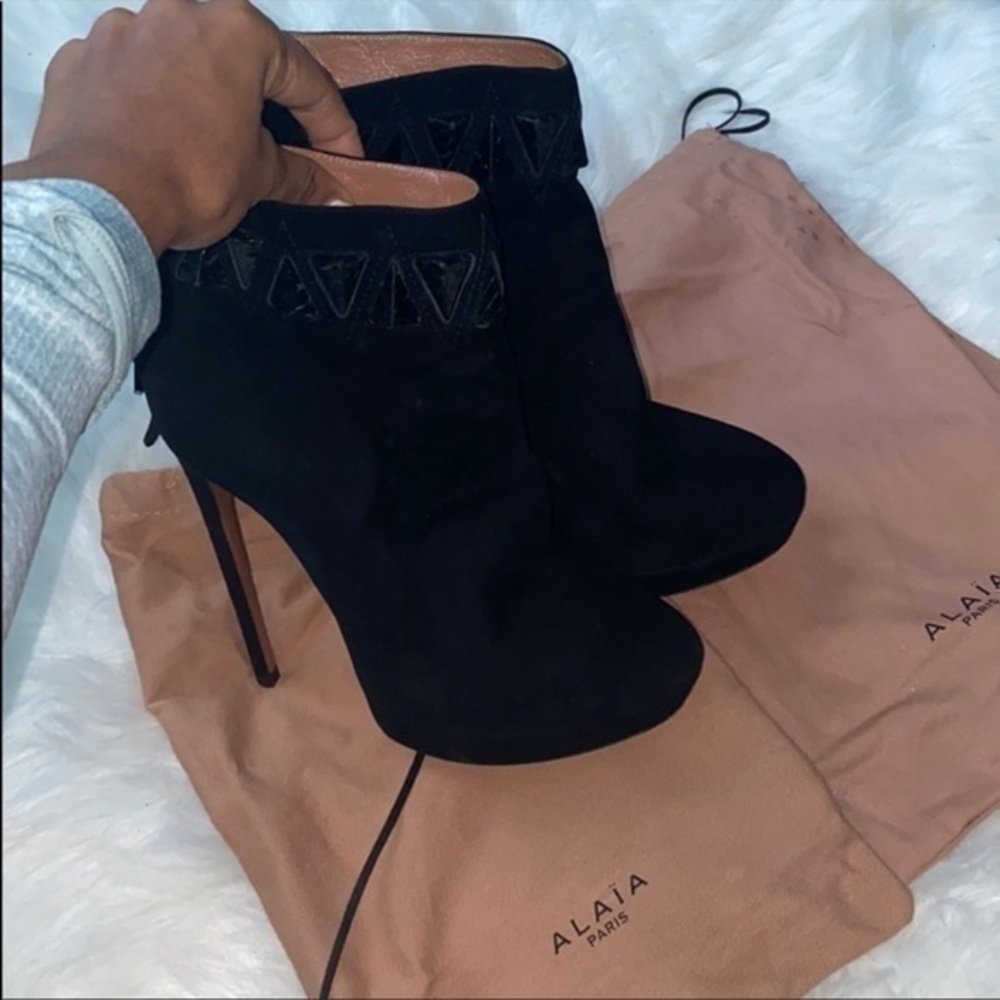 Alaia Black Platform Ankle Boots - Size 38